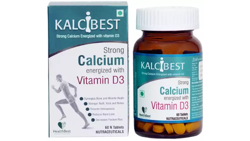 HealthBest Kalcibest Calcium + Vitamin D3 Tablets (60tab)