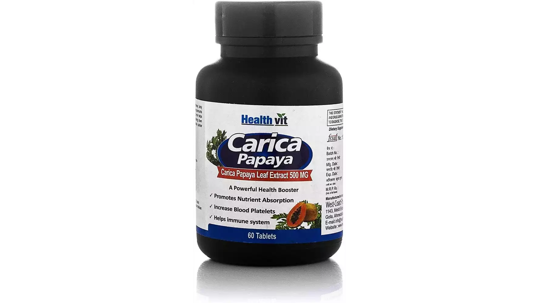 Healthvit Carica Papaya Leaf Extract 500Mg Tablet (60tab)