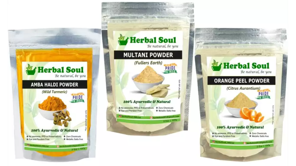 Herbal Soul Amba Haldi, Multani Mitti & Orange Peel Powder Combo (1Pack)