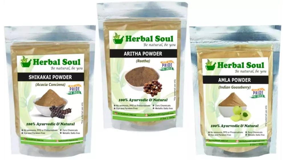 Herbal Soul Amla, Aritha & Shikakai Powder Combo (1Pack)