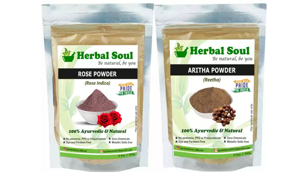 Herbal Soul Aritha & Rose Petal Powder Combo (1Pack)