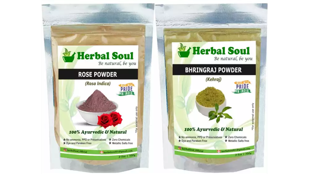 Herbal Soul Bhringraj & Rose Petal Powder Combo (1Pack)