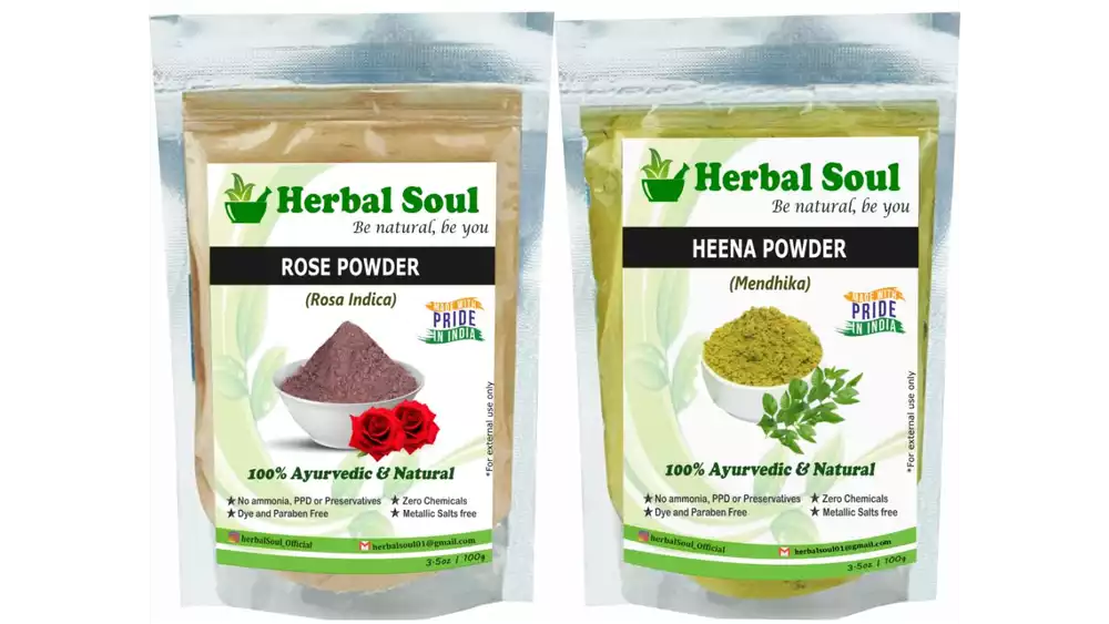 Herbal Soul Heena & Rose Petal Powder Combo (1Pack)