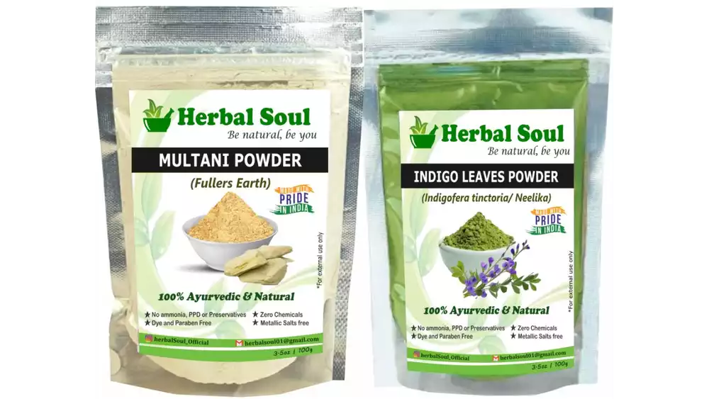 Herbal Soul Indigo Leaves & Multani Mitti Powder Combo (1Pack)