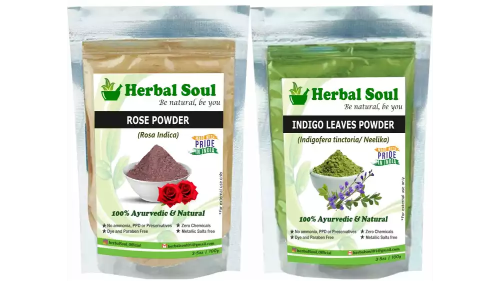 Herbal Soul Indigo Leaves & Rose Petal Powder Combo (1Pack)
