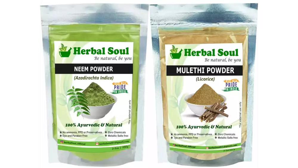Herbal Soul Mulethi & Neem Powder Combo  (1Pack)