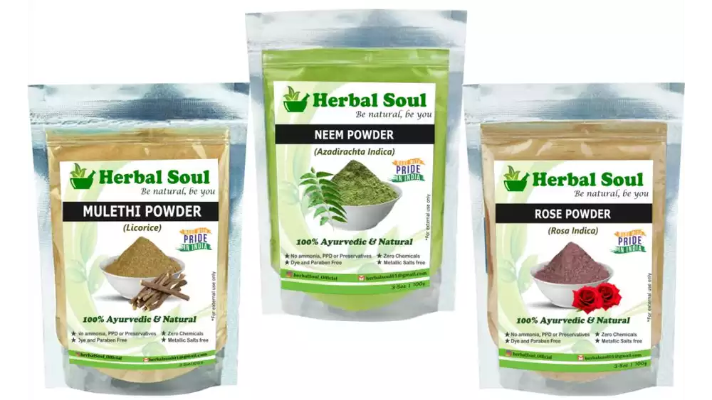 Herbal Soul Mulethi, Neem & Rose Petal Powder Combo (1Pack)