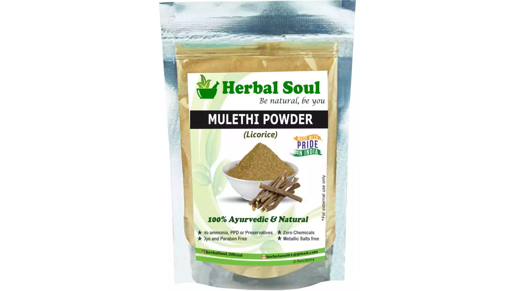 Herbal Soul Mulethi Powder (Licorice) (100g)