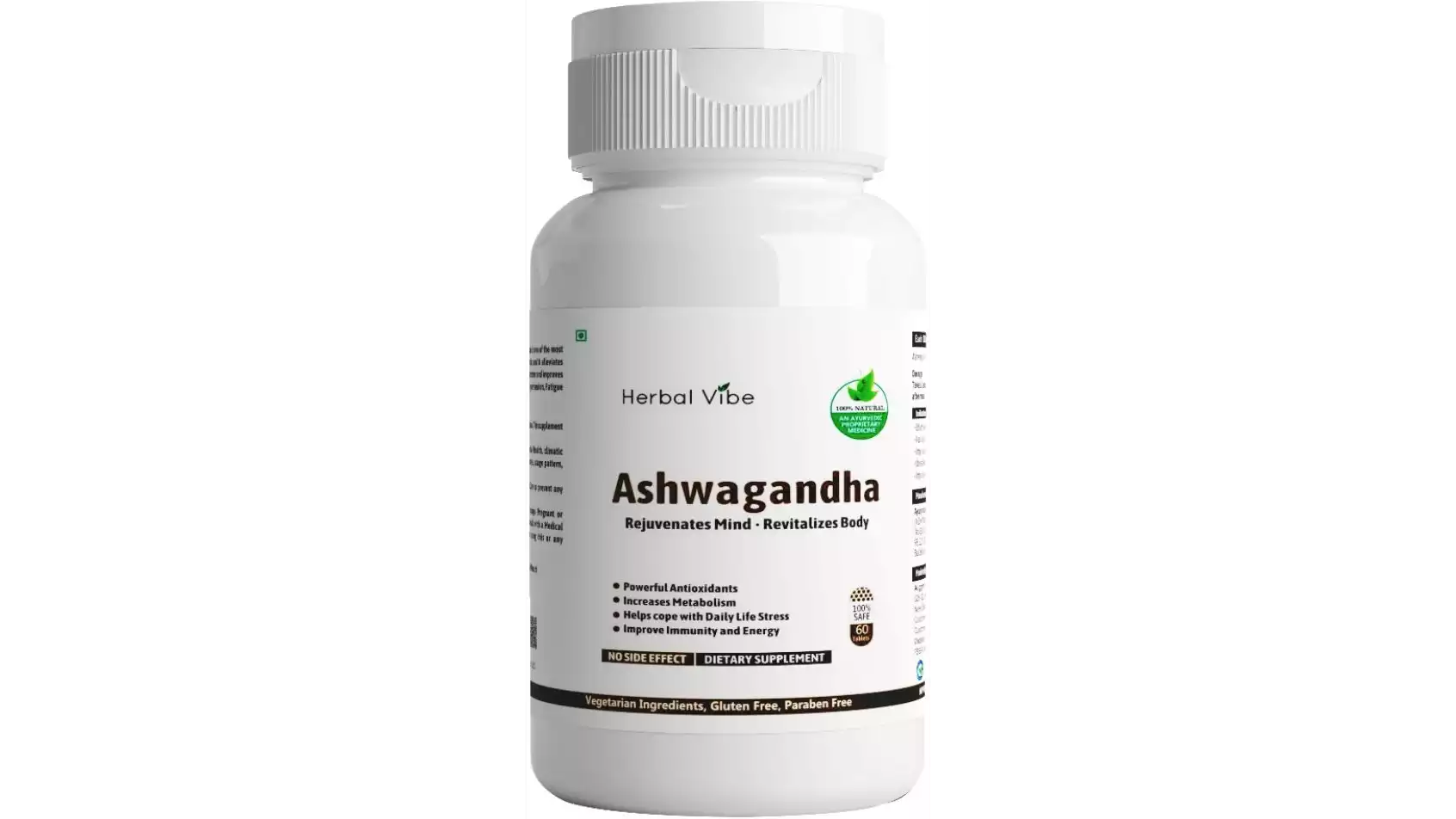 Herbal Vibe Ashwagandha Capsules For Immunity And Stamina (60caps)