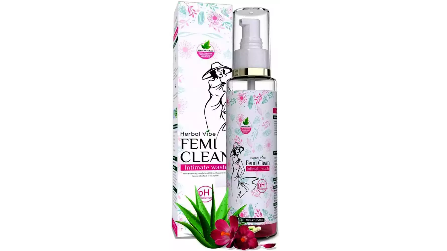 Herbal Vibe Intimate Wash Women Hygiene Wash Femi Clean (100ml)
