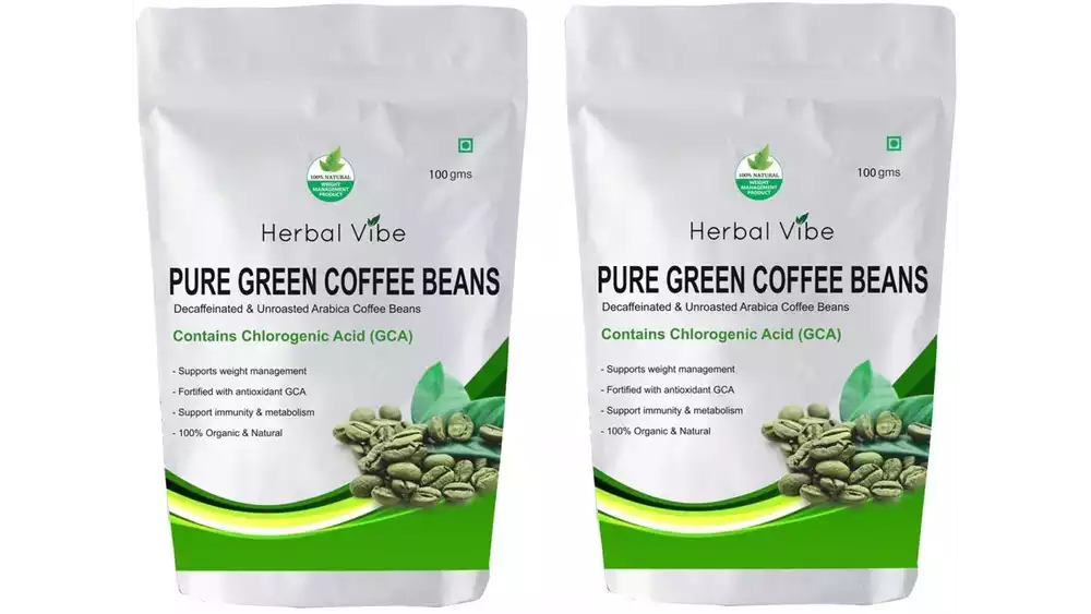 Herbal Vibe Pure Green Coffee Beans For Weight Loss (100g, Pack of 2)