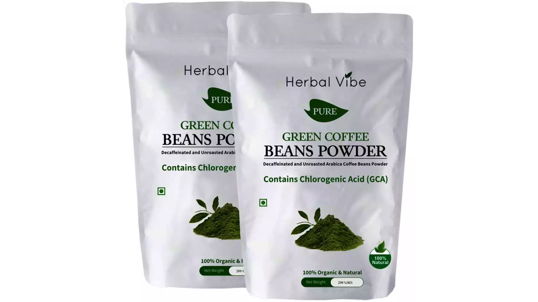 Herbal Vibe Pure Green Coffee Beans Powder (200g, Pack of 2)