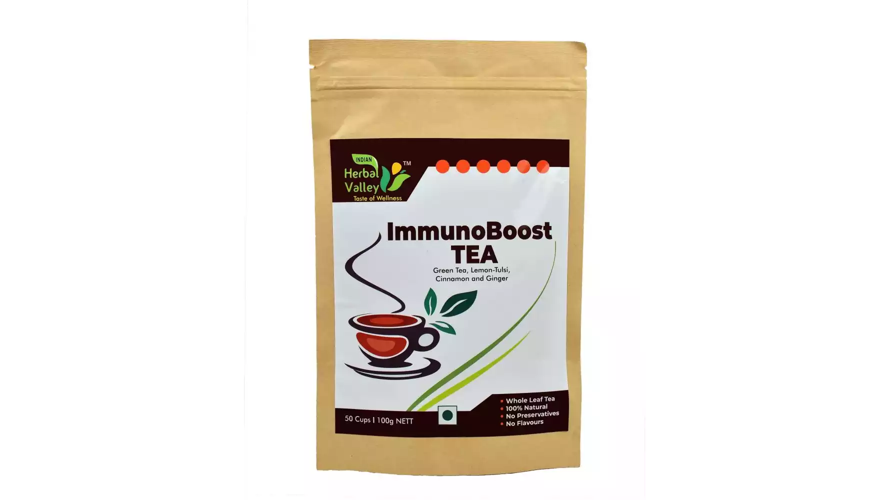 Indian Herbal Valley ImmunoBoost Herbal Green Tea (100g)