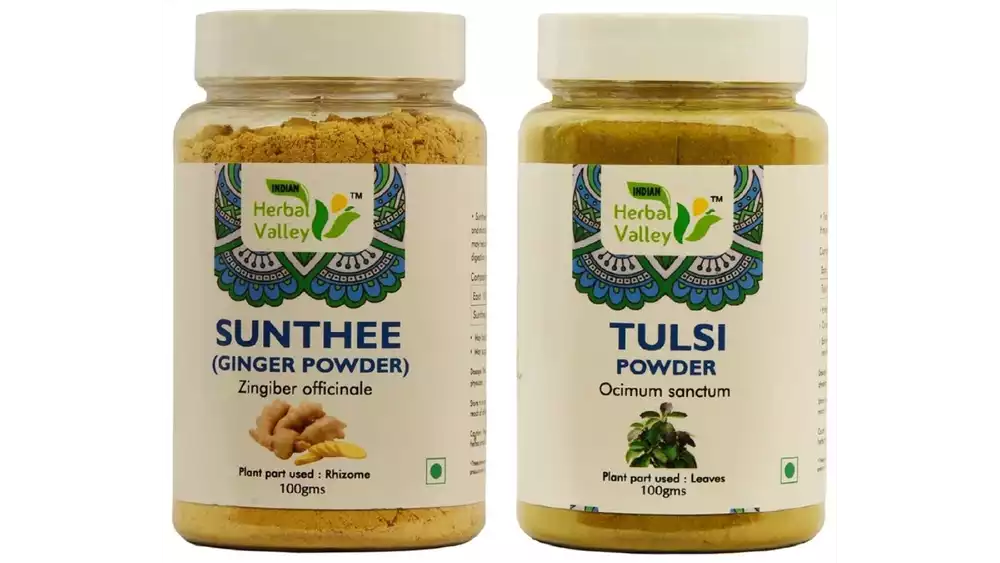 Indian Herbal Valley Sunthee Ginger & Tulsi Powder Combo (100g, Pack of 2)