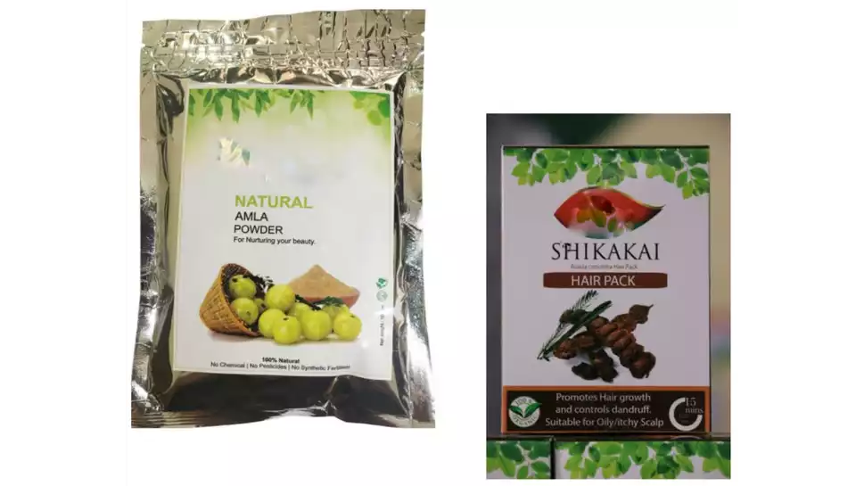 Indirang Amla Powder(100G) & Shikakai Powder(100G) Combo Pack (1Pack)