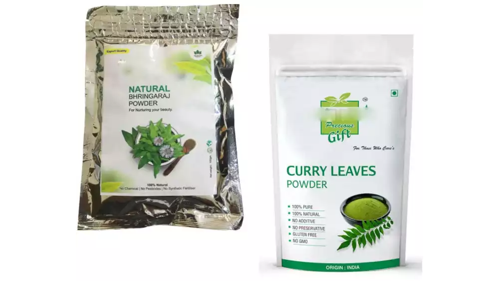 Indirang Bhringraj Powder(100G) & Curry Leaf Powder(100G) Combo Pack (1Pack)