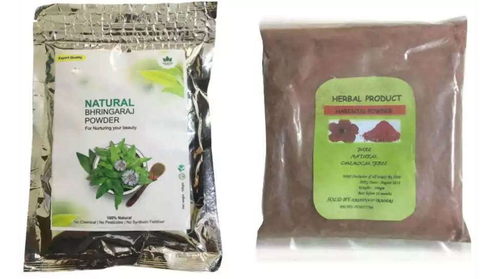 Indirang Bhringraj Powder(100G) & Hibiscus Powder(100G) Combo Pack (1Pack)