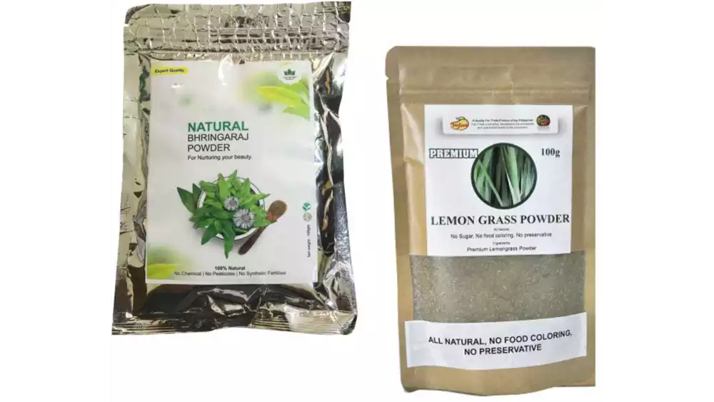 Indirang Bhringraj Powder(100G) & Lemongrass Powder(100G) Combo Pack (1Pack)