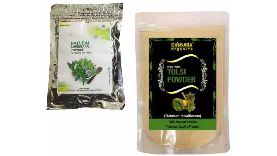 Indirang Bhringraj Powder(100G) & Tulsi Powder(100G) Combo Pack (1Pack)