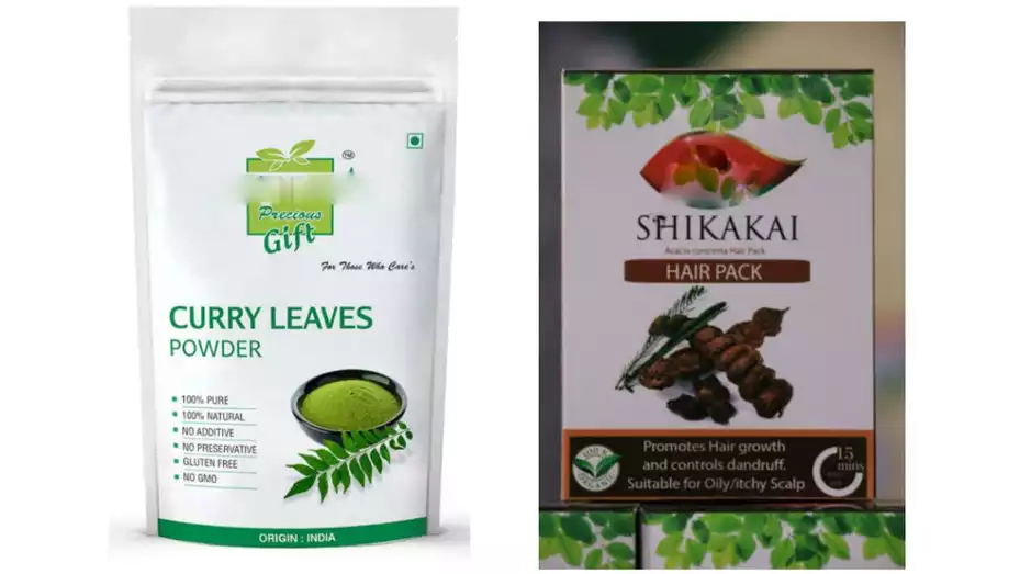 Indirang Curry Leaf Powder(100G) Powder & Shikakai Powder(100G) Combo Pack (1Pack)