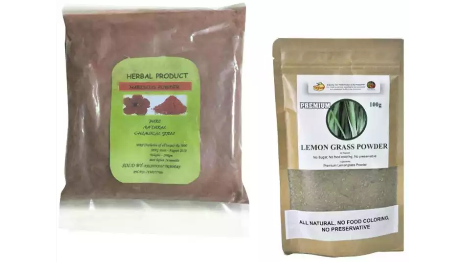 Indirang Hibiscus Powder(100G) & Lemongrass Powder(100G) Combo Pack (1Pack)