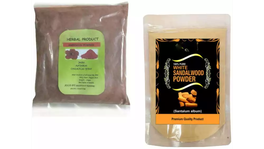 Indirang Hibiscus Powder(100G) & Sandalwood Powder(100G) Combo Pack (1Pack)