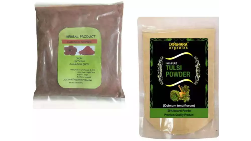 Indirang Hibiscus Powder(100G) & Tulsi Powder(100G) Combo Pack (1Pack)