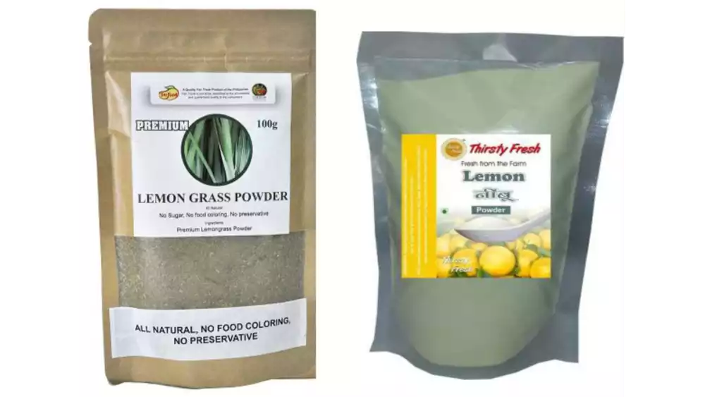 Indirang Lemongrass Powder(100G) & Lemon Powder(100G) Combo Pack (1Pack)