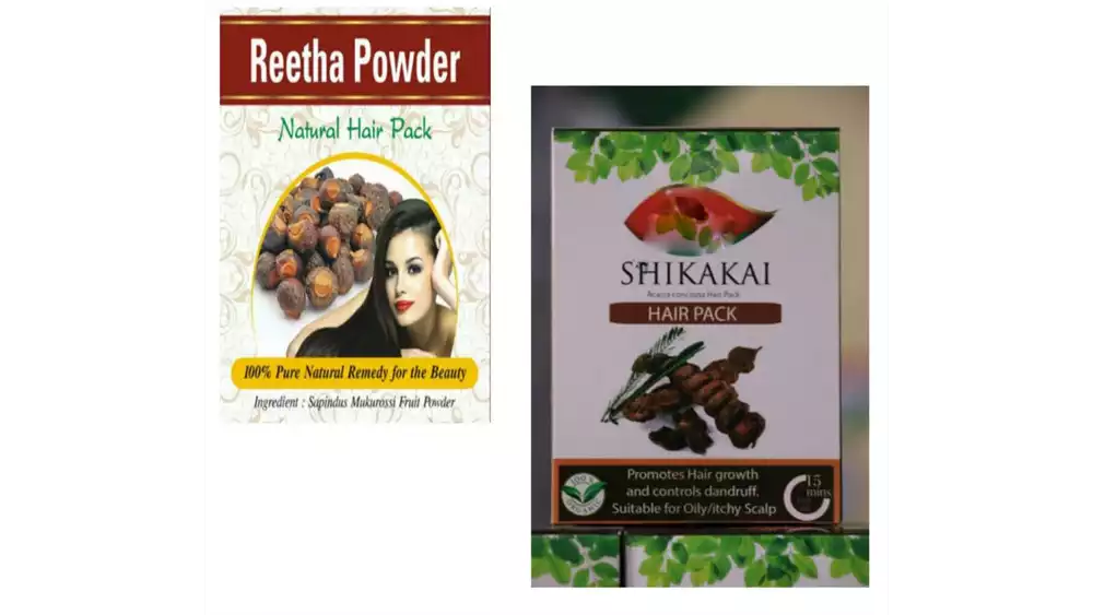 Indirang Reetha Powder(100G) & Shikakai Powder(100G) Combo Pack (1Pack)