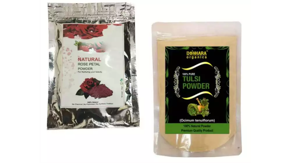 Indirang Rose Powder(100G) & Tulsi Powder(100G) Combo Pack (1Pack)
