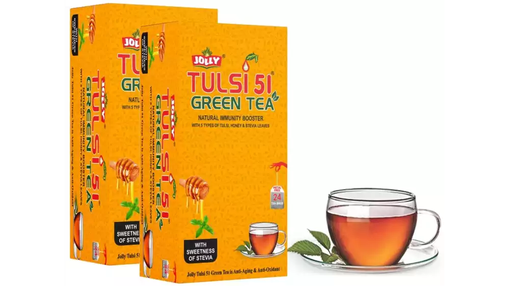 Jolly Organic Tulsi 51 Green Tea (24Dip, Pack of 2)
