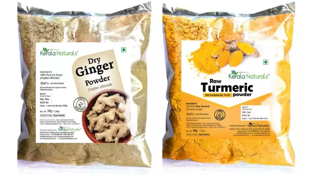 Kerala Naturals Dry Ginger Powder And Raw Turmeric Powder Combo Pack (1Pack)