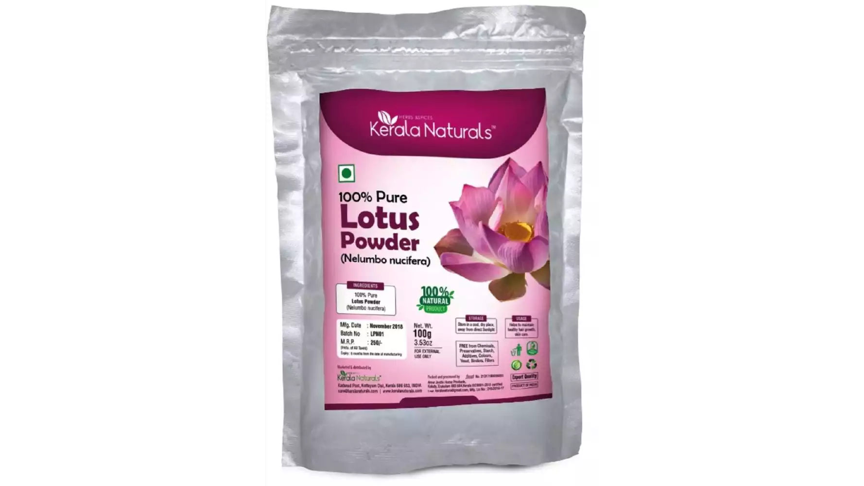 Kerala Naturals Lotus Powder (100g)