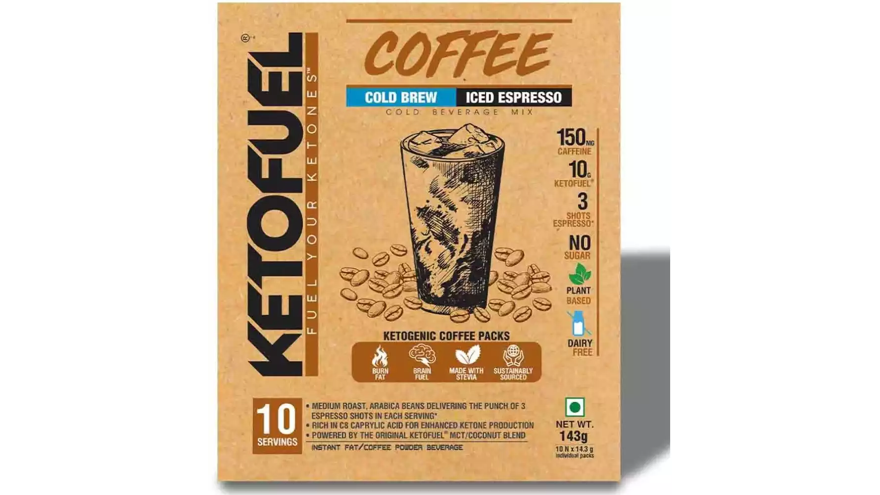 Ketofuel Cold Brew Ketogenic Coffee Powder (10Pack)