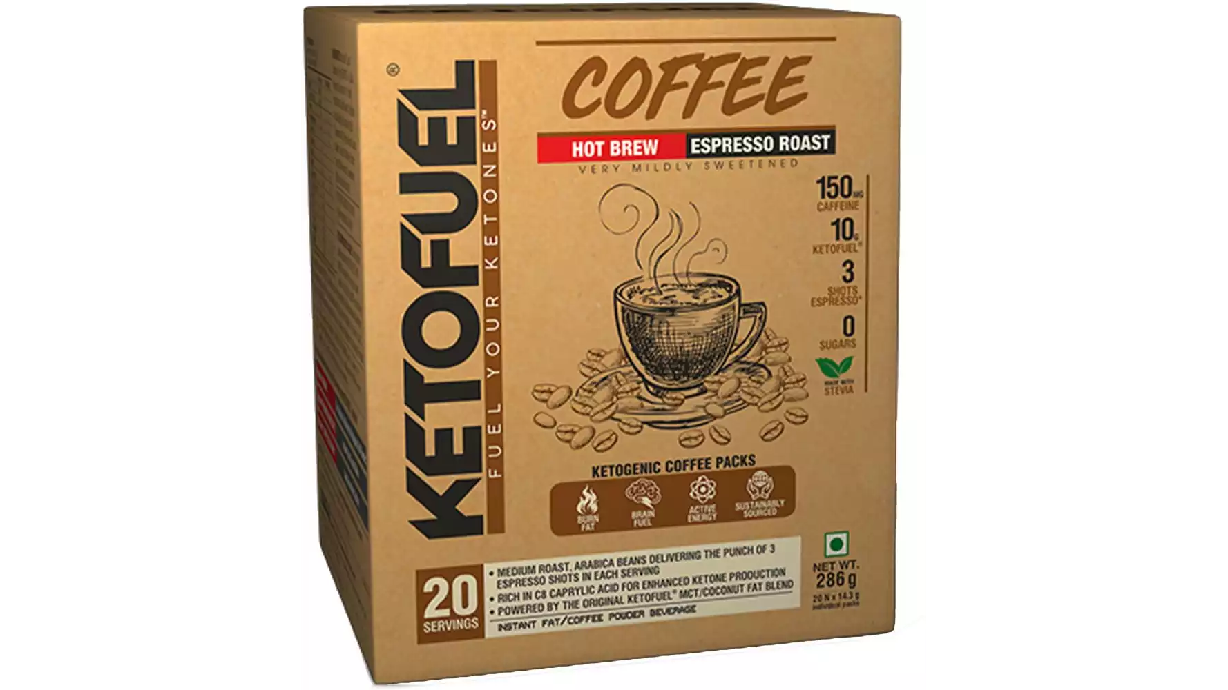 Ketofuel Hot Brew Ketogenic Coffee Powder (20Pack)