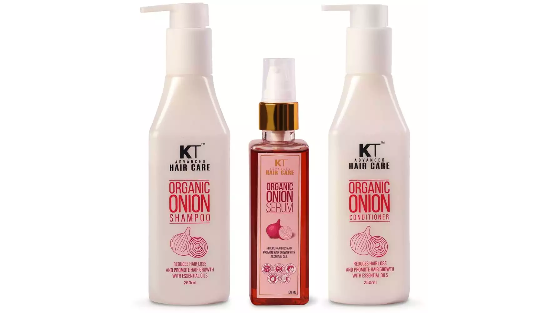 KT Organic Onion Shampoo, Conditioner & Serum Combo (1Pack)