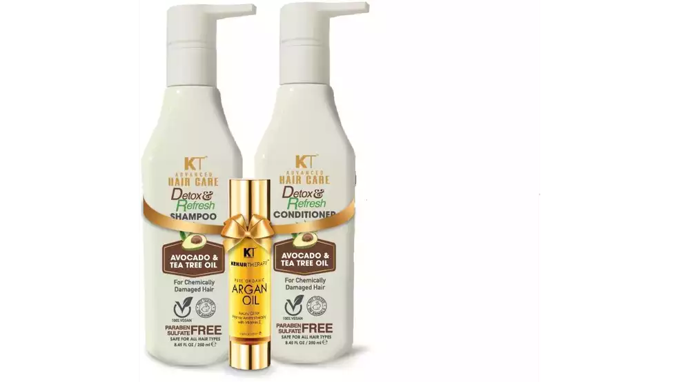 KT Professional Advanced Hair Care Detox And Refresh Shampoo And Conditioner, 250 Ml Combo Pack And Argan Oil Serum, 50 Ml (1Pack)