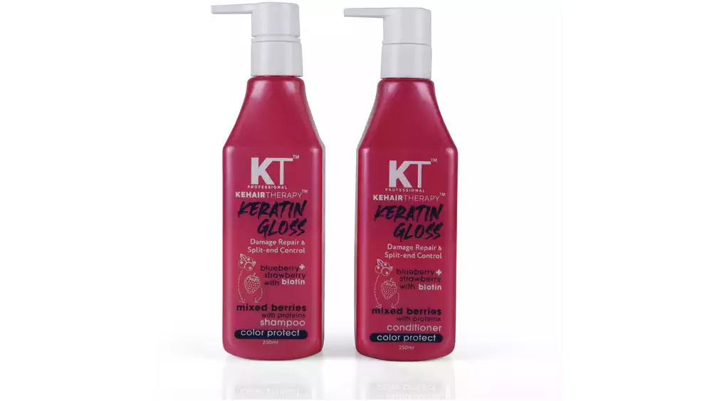 KT Professional Keratin Gloss Damage Repair & Split End Control Shampoo & Conditioner (1Pack)