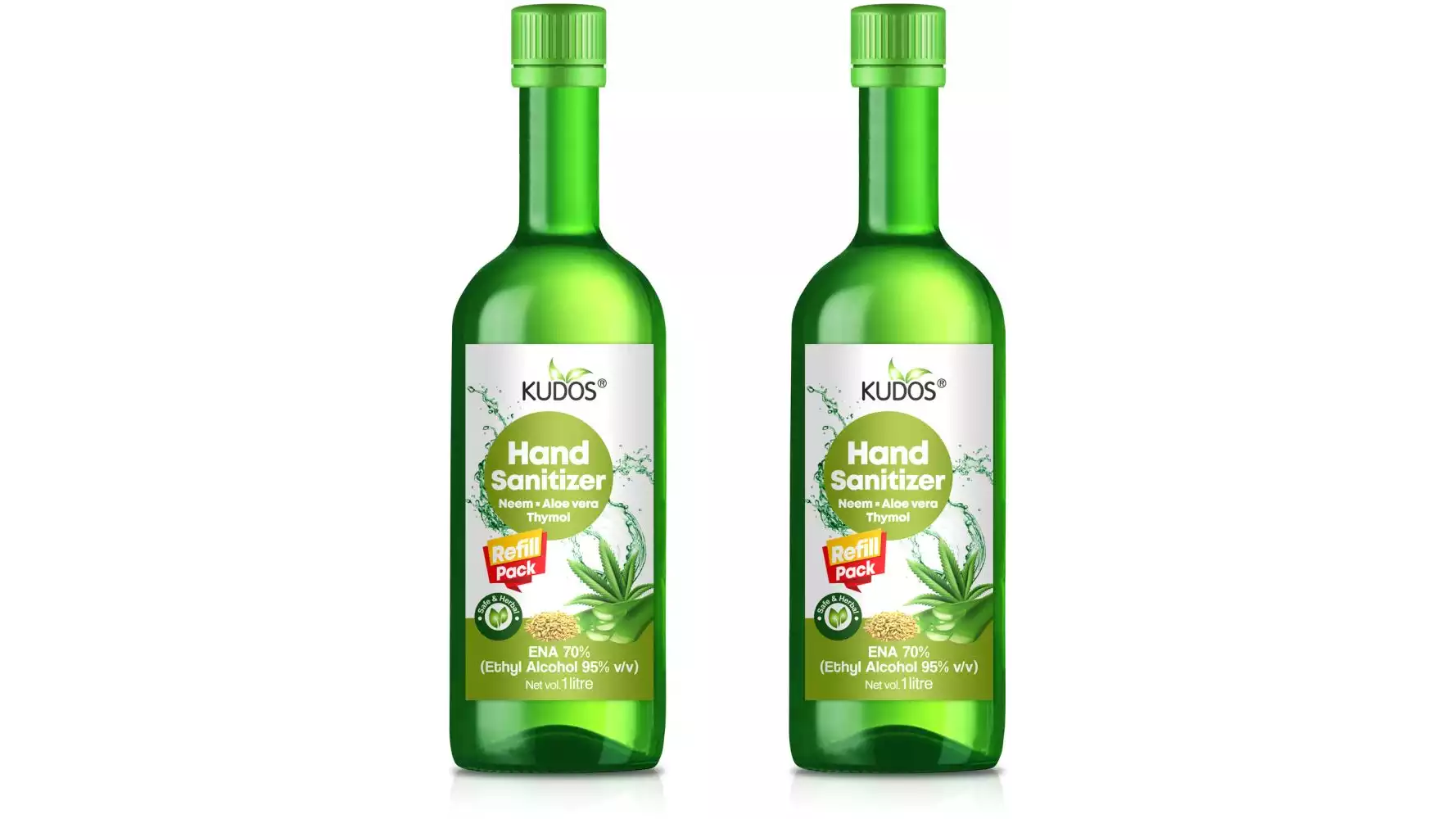 Kudos Hand sanitizer refill pack (1liter, Pack of 2)