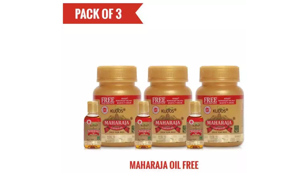 Kudos Maharaja Capsules & Maharaja Oil Free Capsule (30caps, Pack of 3)