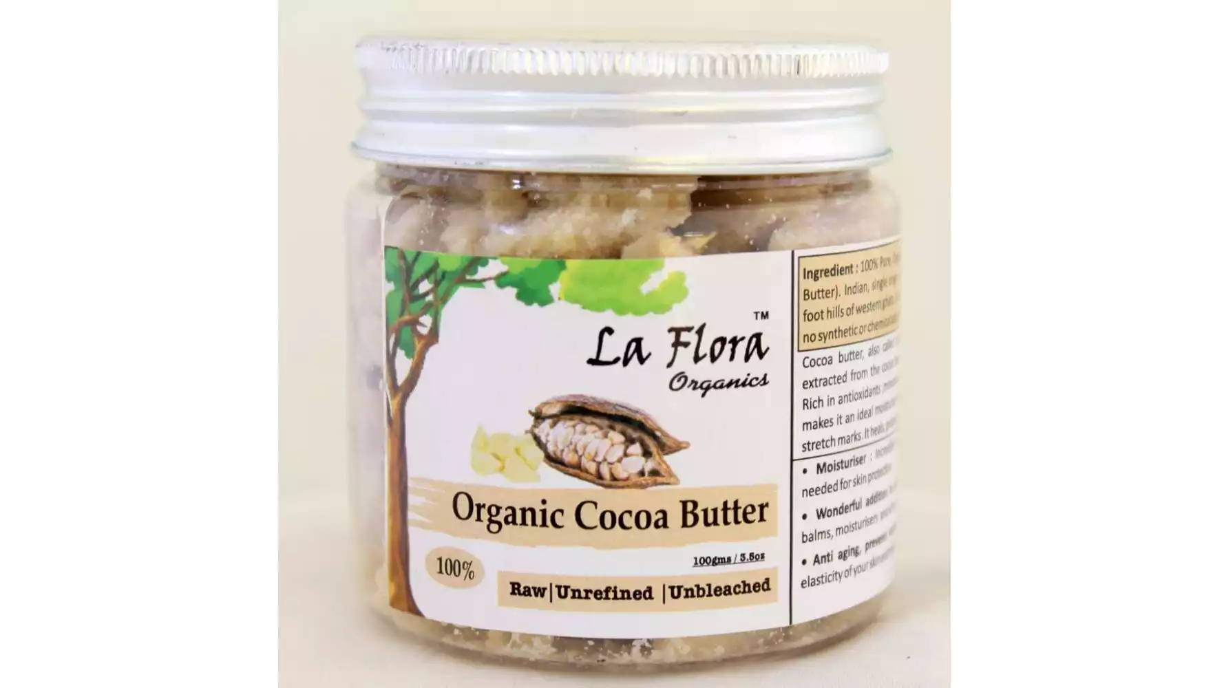 La Flora Organics Organic Raw Cocoa Butter (100g)
