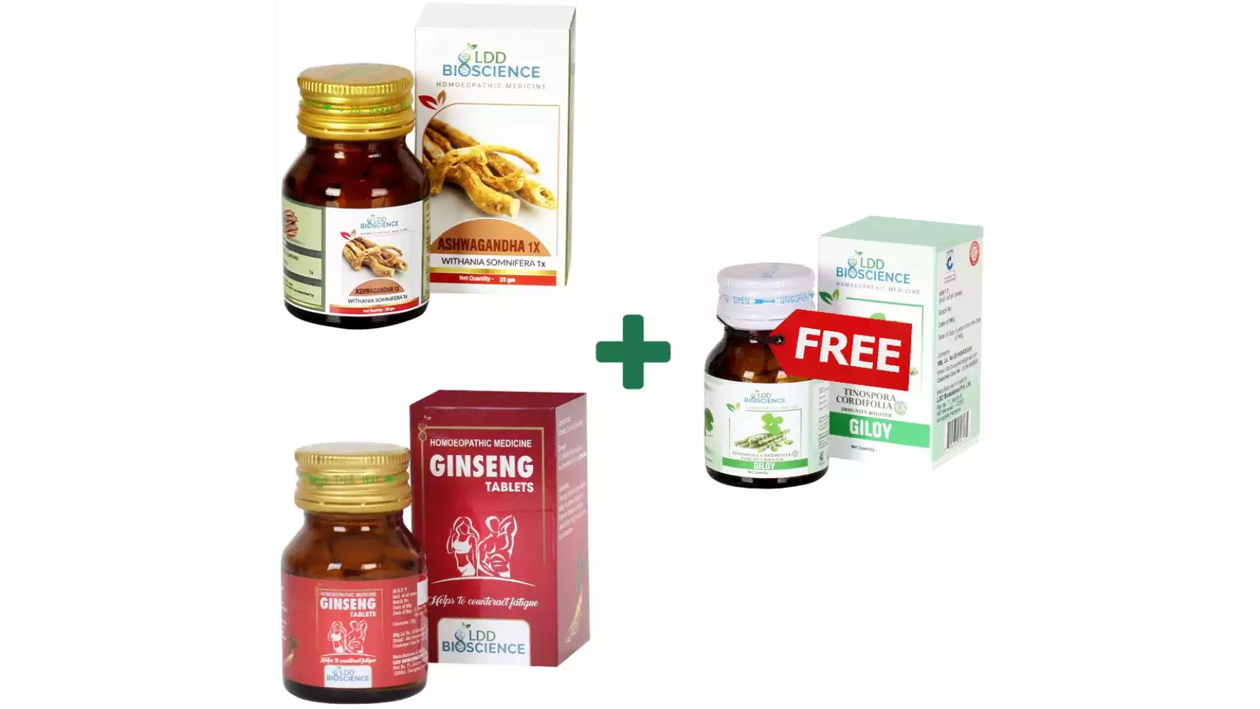 LDD Bioscience Get Free Giloy Tablets with Ashwagandha1x & Ginseng Tablets (1Pack)