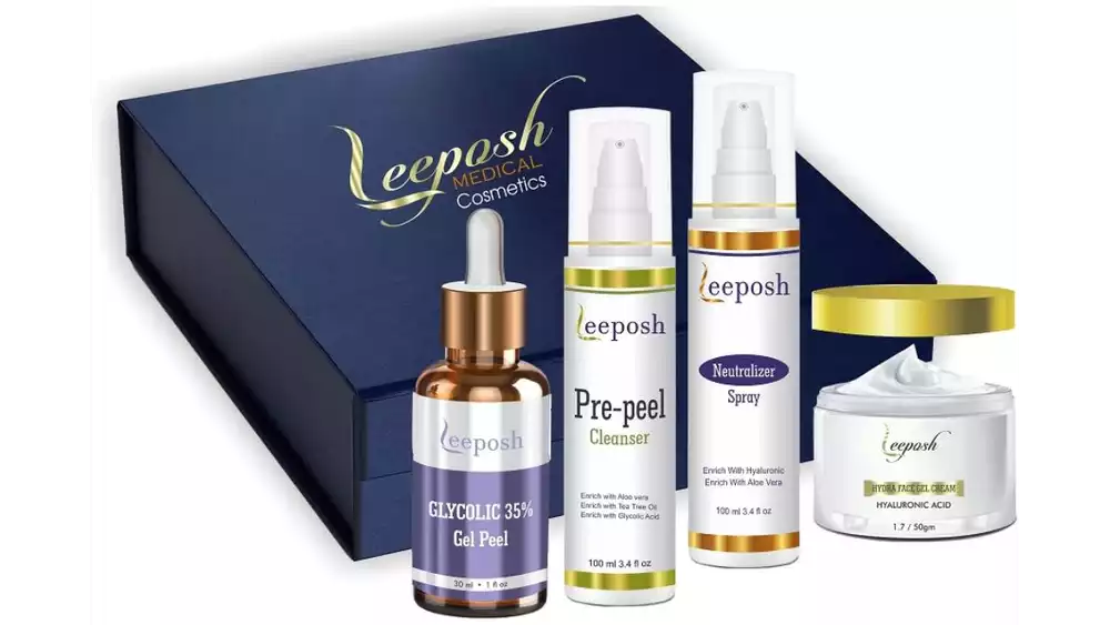 Leeposh Glycolic 35% Gel Peel, Pre Peel Cleanser, Neutralizer Spray & Hydra Face Gel Cream Combo (1Pack)