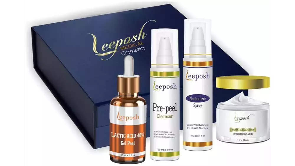 Leeposh Lactic Acid 40% Gel Peel, Pre Peel Cleanser, Neutralizer Spray & Hydra Face Gel Cream Combo (1Pack)