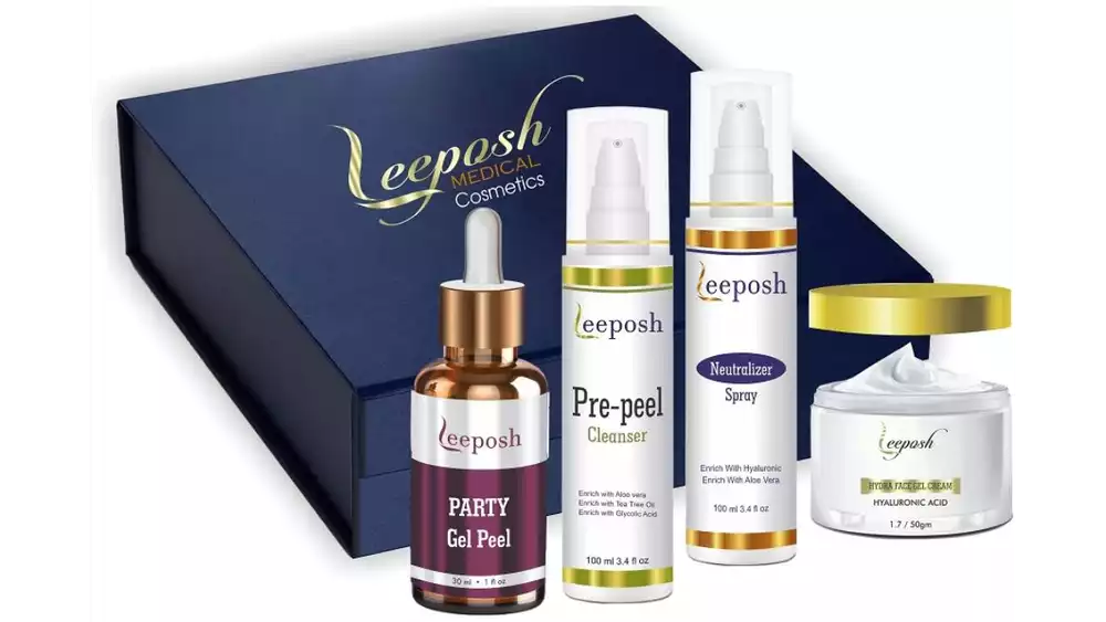 Leeposh Party Gel Peel, Pre Peel Cleanser, Neutralizer Spray & Hydra Face Gel Cream Combo (1Pack)
