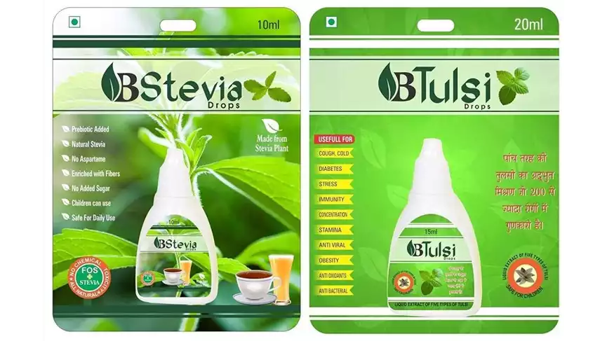 Livebasil Livebasil Stevia Liquid & Tulsi Drops - Sugarfree Stevia Drops - Panch Tulsi Ras Combo (1Pack)
