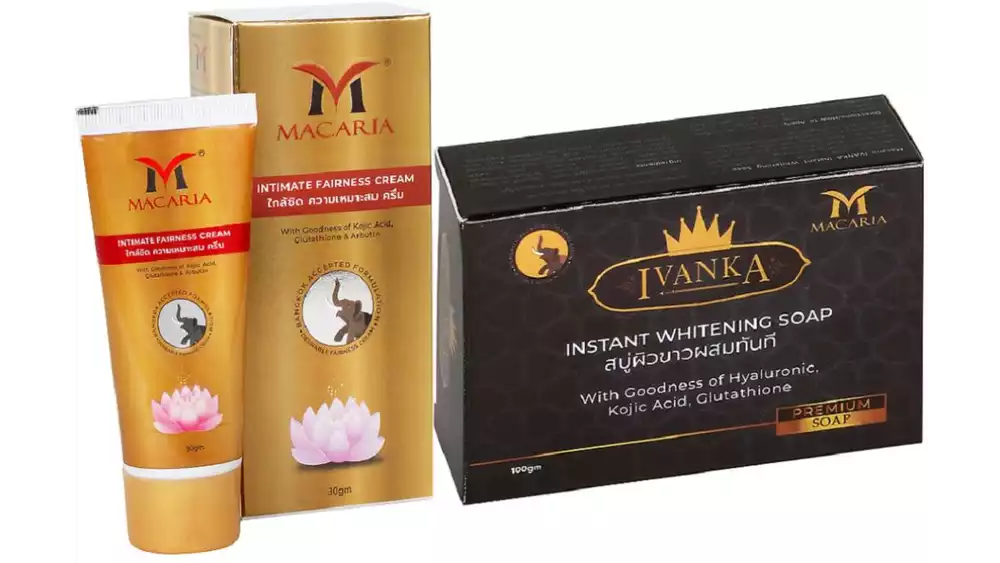 Macaria Intimate Fairness Cream + Ivanka Instant Whitening Soap Combo Pack {Bb Foundation Cream With Skin Whitening Soap} (1Pack)