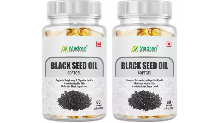 Madren Healthcare Black Seed (Kalaunji) Oil 500Mg Softgel Capsule (60caps, Pack of 2)