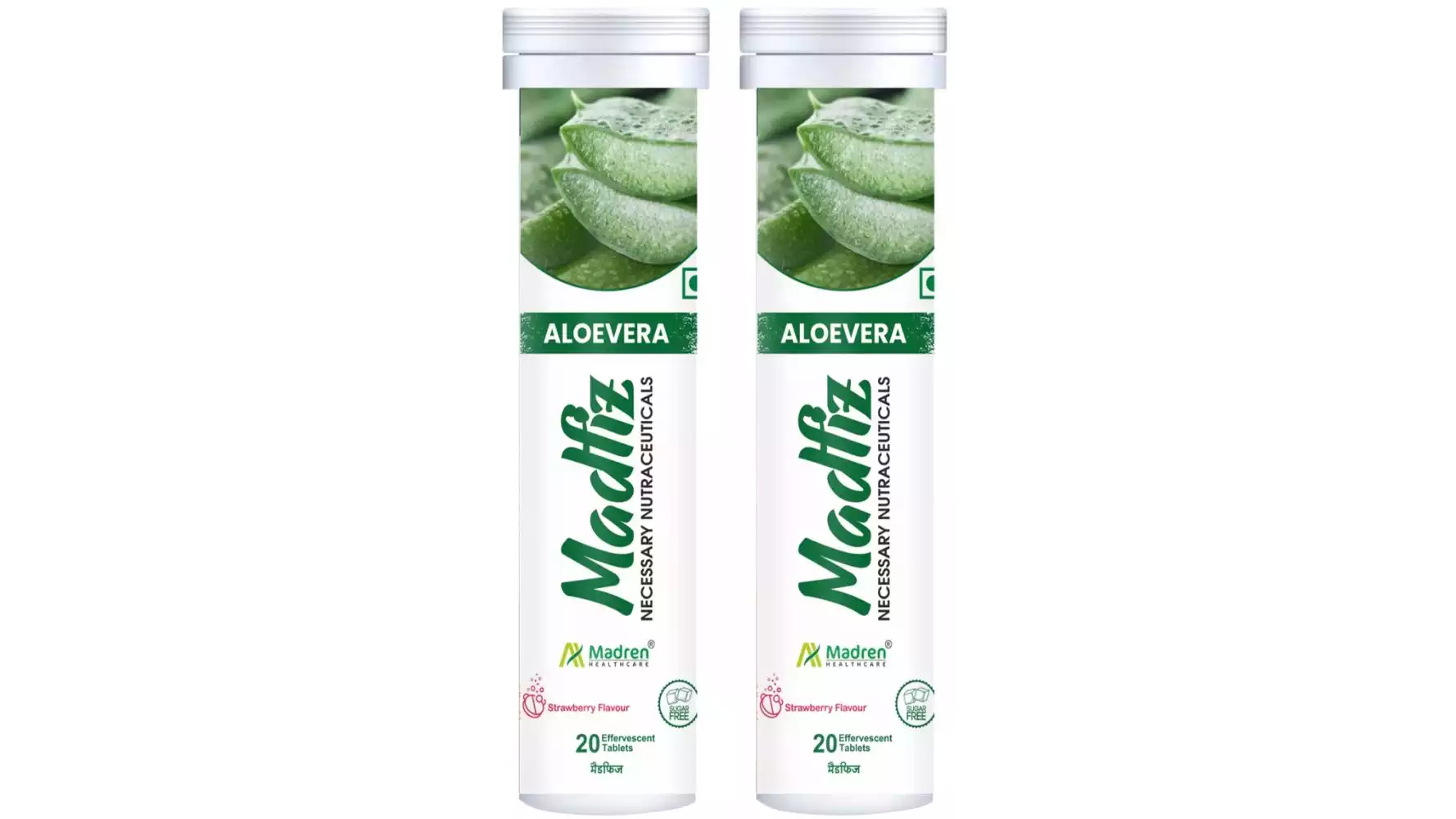 Madren Healthcare Madfiz Aloe Vera Vegetarian Effervescent Tablets With Strawberry Flavour (20tab, Pack of 2)