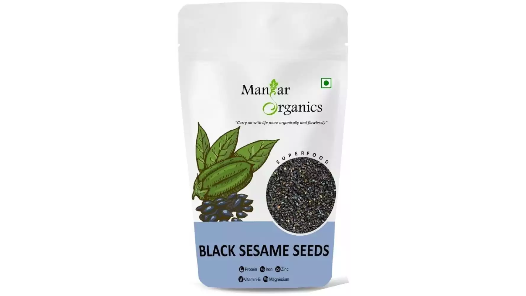 Manhar Organics Black Sesame Seeds (Kale Til) (1000g)